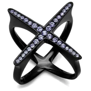 Women Stainless Steel Synthetic Crystal Rings Lilac X