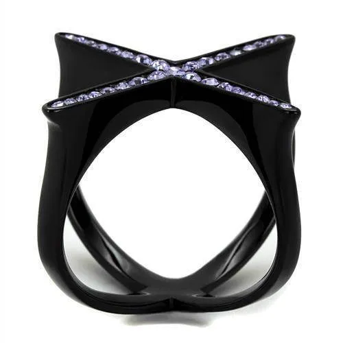 Women Stainless Steel Synthetic Crystal Rings Lilac X