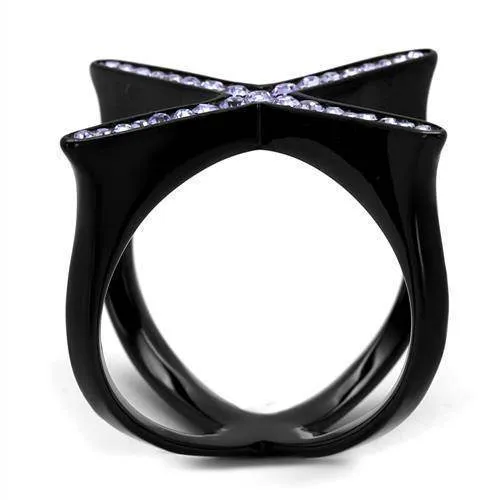 Women Stainless Steel Synthetic Crystal Rings Lilac X