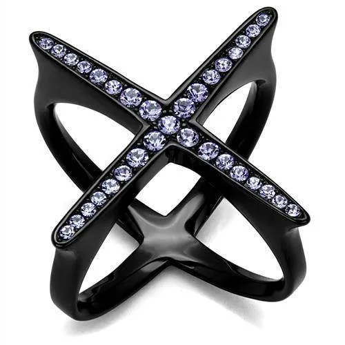 Women Stainless Steel Synthetic Crystal Rings Lilac X