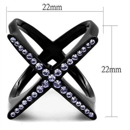 Women Stainless Steel Synthetic Crystal Rings Lilac X