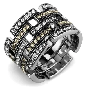 Women Stainless Steel Synthetic Crystal Rings Maze
