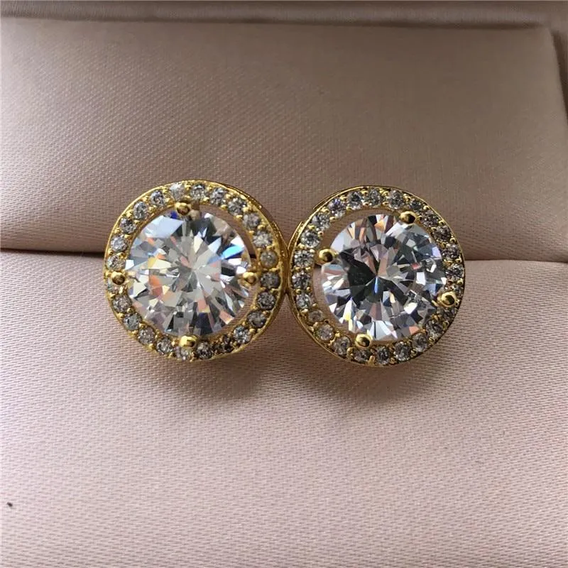Women Vintage Crystal Round Stud Earrings