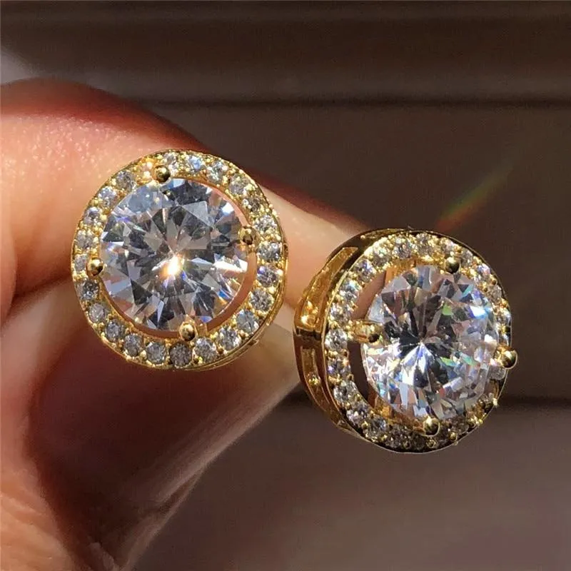 Women Vintage Crystal Round Stud Earrings