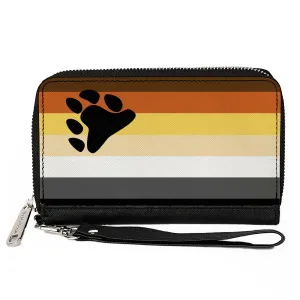 Women's PU Zip Around Wallet Rectangle - Flag Bear Pride2 Black Brown Orange Yellow Tan White Gray Black