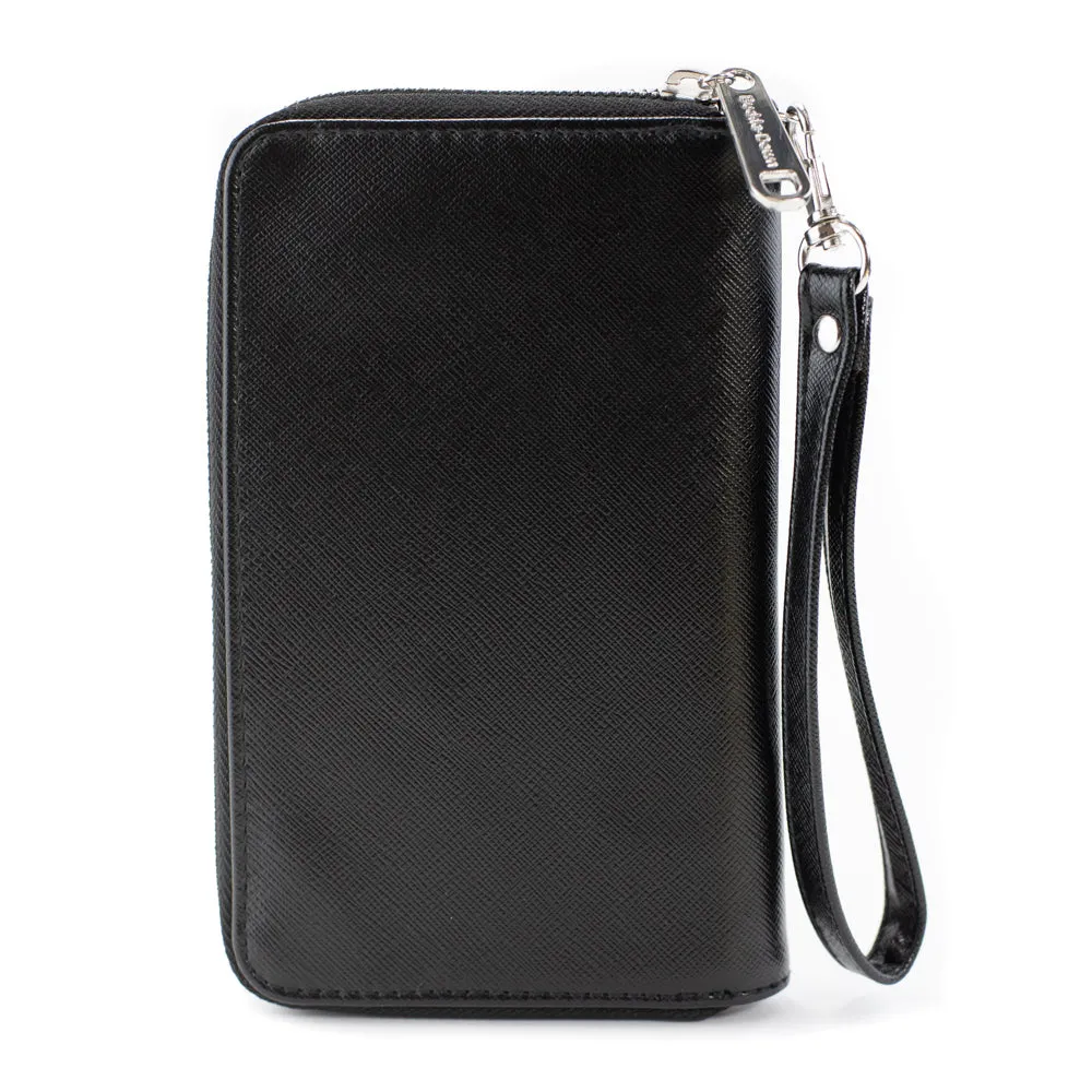 Women's PU Zip Around Wallet Rectangle - WILD FLOWER Floral Bouquet Lavender