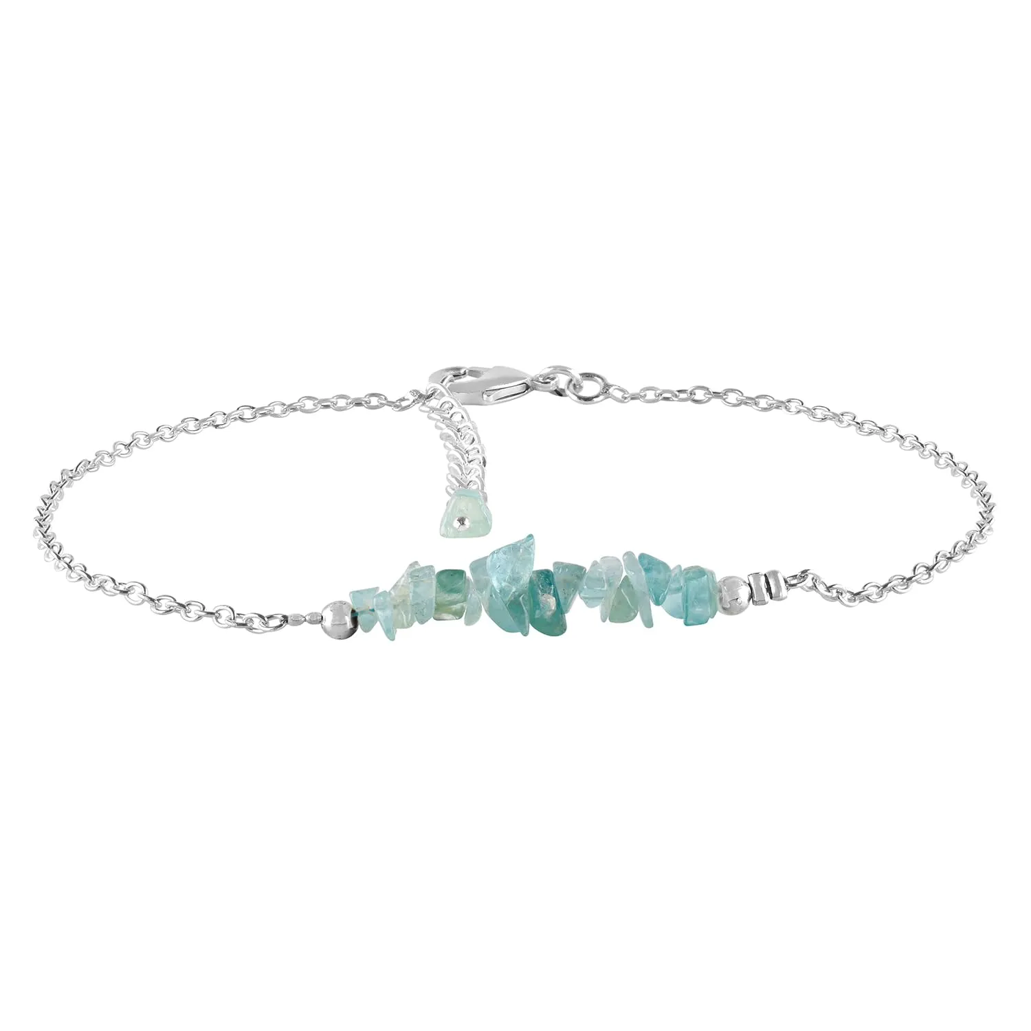 Yanara Aquamarine Anklets Nuggets Ankle Bracelets for Women Natural March Birthstone Silver Plated Jewelry in 9??  1.5?? inch Chakra Crystals Christmas Gifts For Her