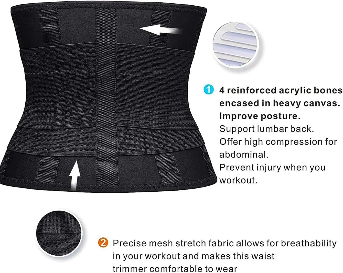 YIANNA Waist Trainer Belt for Women Waist Trimmer Weight Loss Workout Fitness Back Support Belts