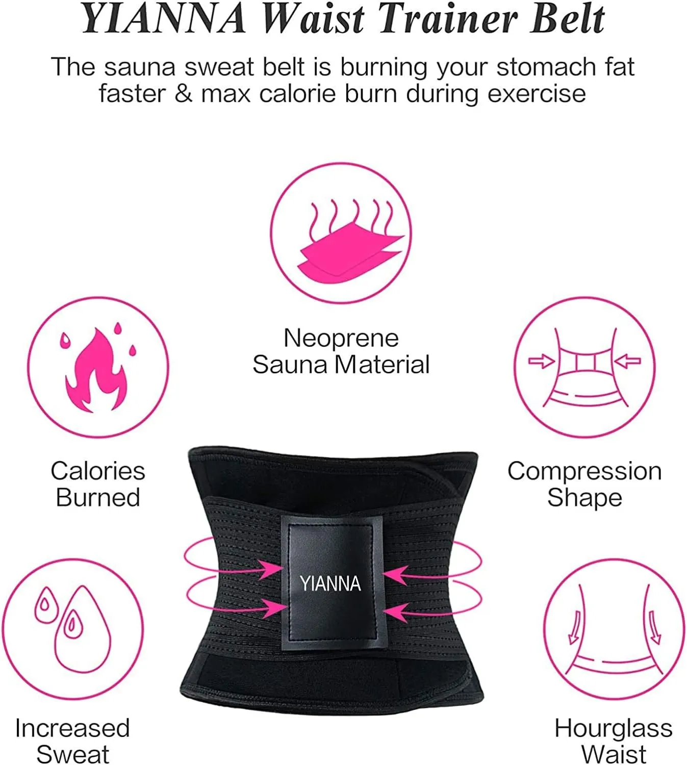 YIANNA Waist Trainer Belt for Women Waist Trimmer Weight Loss Workout Fitness Back Support Belts
