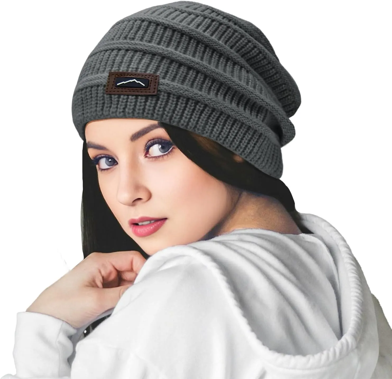 ZOORON Slouchy Beanies Hats for Men Women Warm Knit Winter Hats Chunky Beanie Infinity Scarf Set